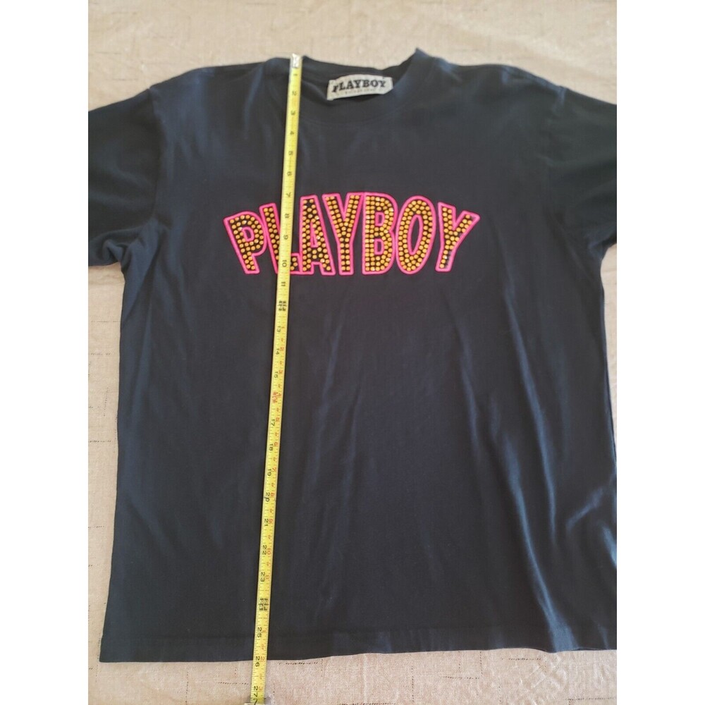 Playboy Bunny T Shirt Pacsun Men's Medium Short Sleeved Black Embellished BLING